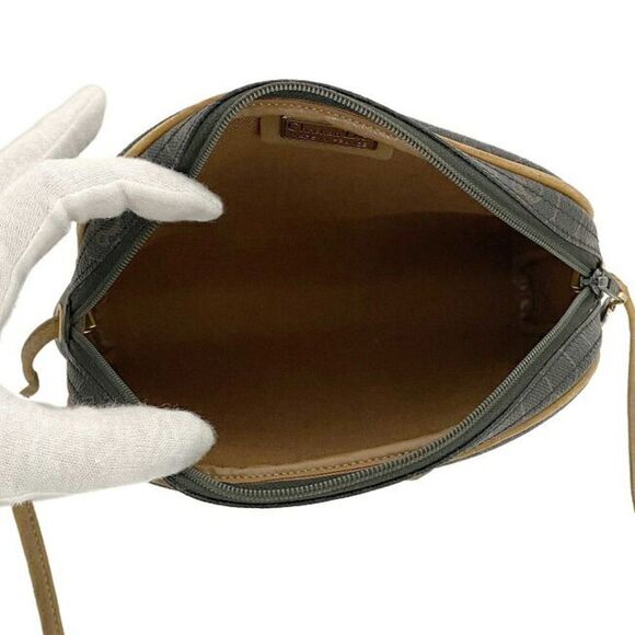 Dior Shoulder Bag Pochette Fastener Mini Bag Pvc Leather Black Beige - Picture 5 of 10